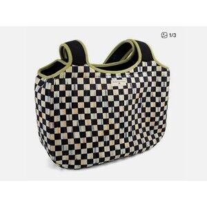 Mackenzie-Childs Courtly Check CARRYALL Travel Tote Neoprene 11" x 16 NEW!